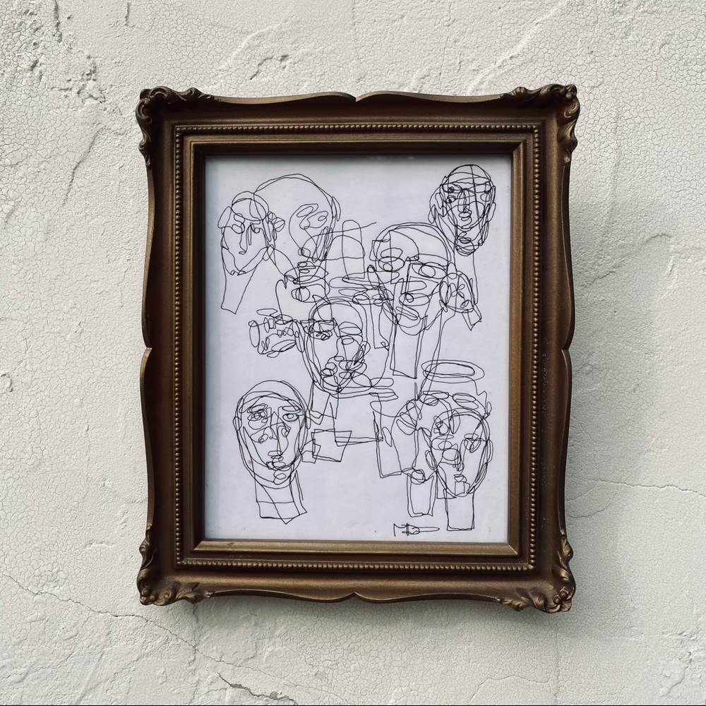 10”x12” : 1 of 1 original glass framed ink drawing